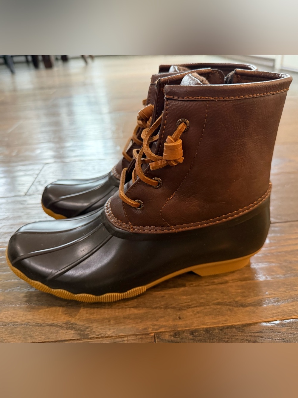 Sperry Two-Tone Brown and Black Duck Boots NWT